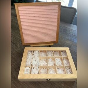 Felt Letter Board 10x10in Oak Changeable Letters White 300Pc Pink